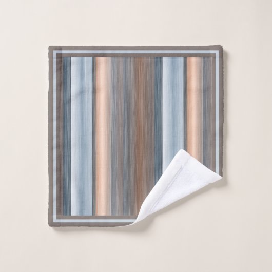 Cool Chic Brown Slate Blauw Grijze Strepen Bad Handdoek (Wasdoekje)