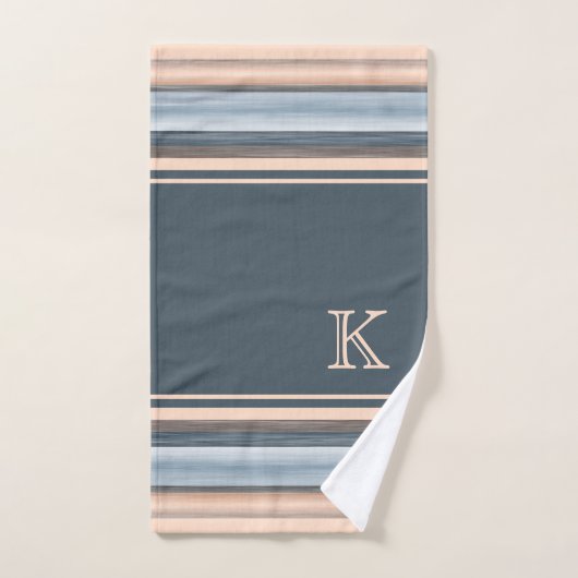 Cool Chic Brown Slate Blauw Grijze Strepen Bad Handdoek (Handdoek)
