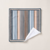 Cool Chic Brown Slate Blauw Grijze Strepen Bad Handdoek (Wasdoekje)