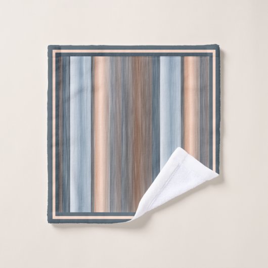 Cool Chic Brown Slate Blauw Grijze Strepen Bad Handdoek (Wasdoekje)