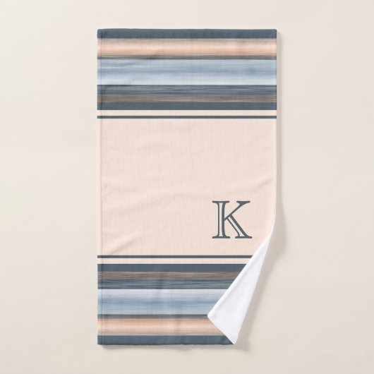 Cool Chic Brown Slate Blauw Grijze Strepen Bad Handdoek (Handdoek)