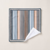 Cool Chic Brown Slate Blauw Grijze Strepen Bad Handdoek (Wasdoekje)