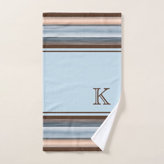 Cool Chic Brown Slate Blauw Grijze Strepen Bad Handdoek (Handdoek)