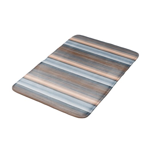 Cool Chic Brown Slate Blue Grey Stripes Art Badmat (Gekanteld)