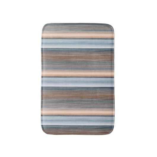 Cool Chic Brown Slate Blue Grey Stripes Art Badmat (Voorkant Verticaal)