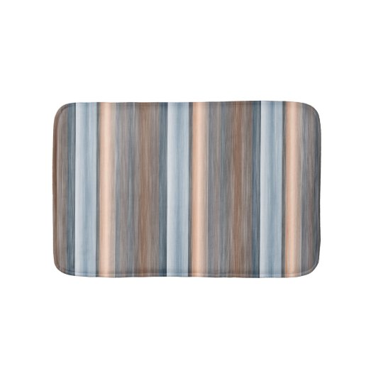 Cool Chic Brown Slate Blue Grey Stripes Art Badmat (Voorkant)