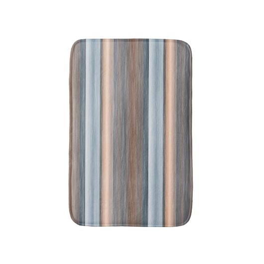 Cool Chic Brown Slate Blue Grey Stripes Art Badmat (Voorkant Verticaal)