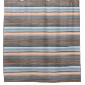 Cool Chic Brown Slate Blue Grey Stripes Art Douchegordijn (Voorkant)