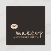 Cool Chic Donker Bord Roze Lips Make-up Artiest Vierkante Visitekaartje (Voorkant)