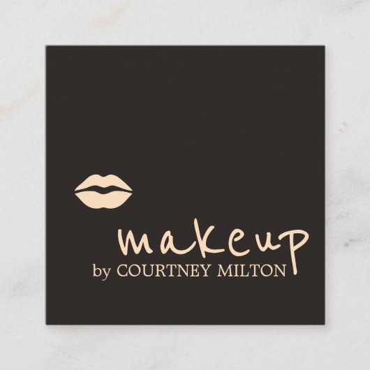 Cool Chic Donker Bord Roze Lips Make-up Artiest Vierkante Visitekaartje (Voorkant)