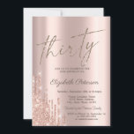 Cool Chic Glitter Drips Roos Gold 30th Birthday Kaart<br><div class="desc">Een modern,  chic en glamoureus met glitterdruppels op een gouden achtergrond van het roos.</div>