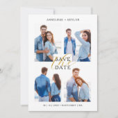 Cool Chic Romantic 4 Multi Photos Wedding Trendy  Save The Date (Voorkant)