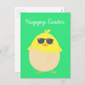 Cool Chick funky Easter yellow chick Feestdagenkaart (Voorkant / Achterkant)