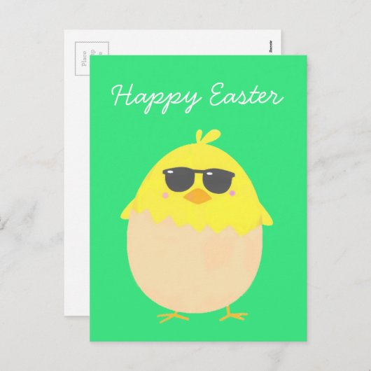 Cool Chick funky Easter yellow chick Feestdagenkaart (Voorkant / Achterkant)