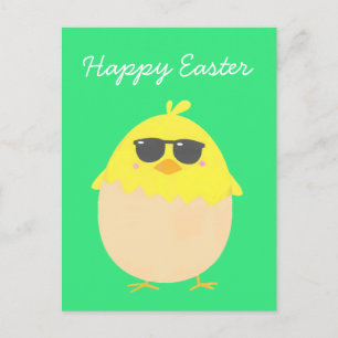 Cool Chick funky Easter yellow chick Feestdagenkaart