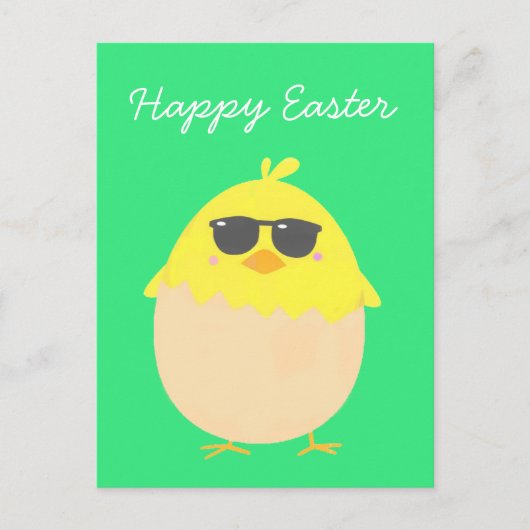 Cool Chick funky Easter yellow chick Feestdagenkaart (Voorkant)