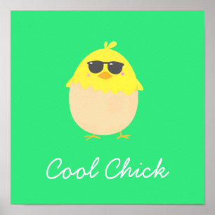 Cool Chick funky Easter yellow chick Poster