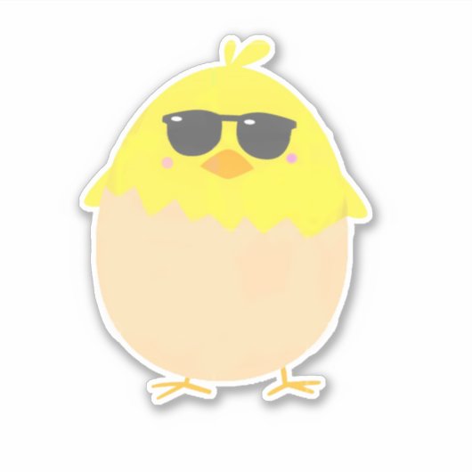 Cool Chick funky Easter yellow chick Sticker (Voorkant)