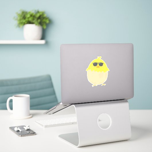 Cool Chick funky Easter yellow chick Sticker (Laptop op bureau)