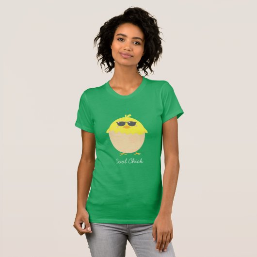 Cool Chick funky Easter yellow chick T-shirt (Voorkant volledig)