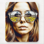 Cool Chick met Reflectie van een Muzikaal Festival Muismat (Voorkant)