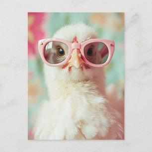 Cool Chick met roze bril Spring Briefkaart