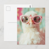 Cool Chick met roze bril Spring Briefkaart (Voorkant / Achterkant)