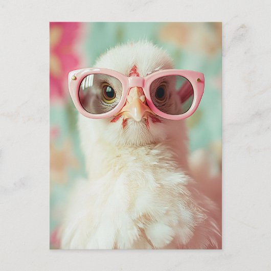 Cool Chick met roze bril Spring Briefkaart (Voorkant)