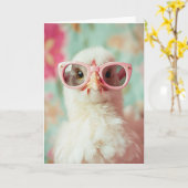 Cool Chick met roze bril Spring Kaart (Gele Bloem)