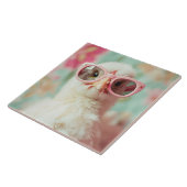 Cool Chick met roze bril Spring Tegeltje (Zijkant)