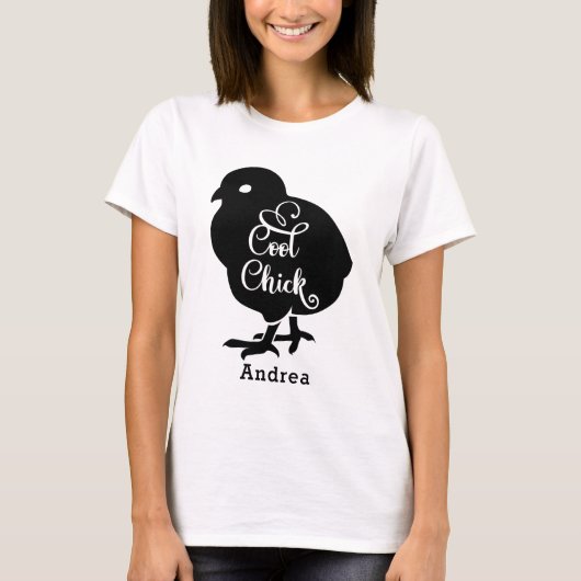 Cool Chick Personaliseer Naam Girly Baby Chicken T-shirt (Voorkant)