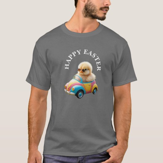 Cool Chick Rijdende Paasauto Mannen T-shirt (Voorkant)