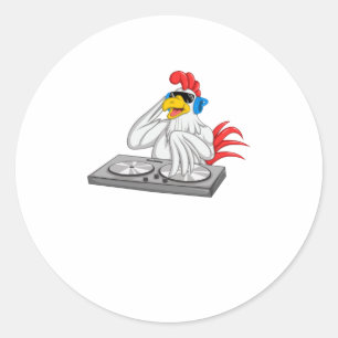 Cool Chicken DJ Funny Party Animal Music Mi Ronde Sticker