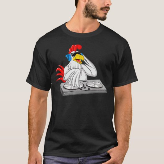 Cool Chicken DJ Funny Party Animal Music Mixer T-shirt (Voorkant)