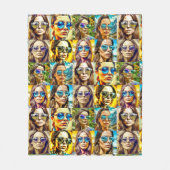 Cool Chicks in Zonnebril AI Art Fleece Deken (Voorkant)