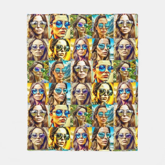 Cool Chicks in Zonnebril AI Art Fleece Deken (Voorkant)