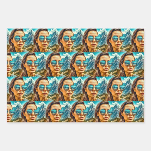 Cool Chicks in Zonnebril AI Art Inpakpapier Vel (Voorkant 2)