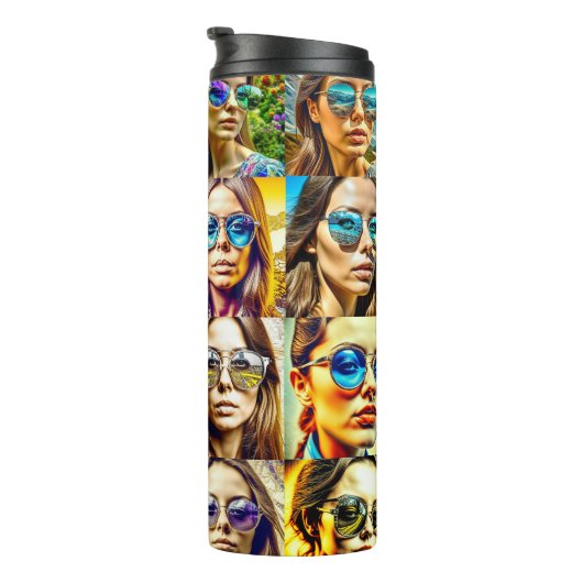 Cool Chicks in Zonnebril AI Art Thermosbeker (Geroteerd rechts)