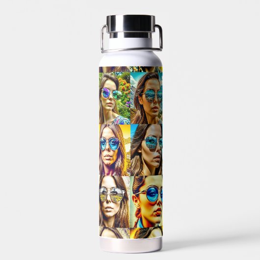 Cool Chicks in Zonnebril AI Art Waterfles (Achterkant)