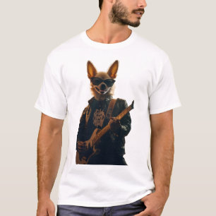 Cool Chihuahua Gitarist Wit T-Shirt