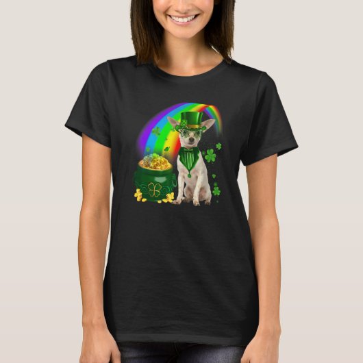 Cool Chihuahua Hond Leprechauns Shamrock Klaver Pa T-shirt (Voorkant)