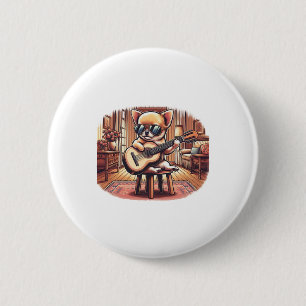 Cool Chihuahua speelt klassieke gitaar Ronde Button 5,7 Cm