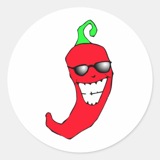 Cool Chili Pepper Ronde Sticker (Voorkant)