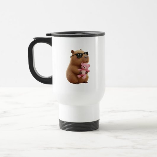 Cool Chill Capybara Hugging Teddy Bear Travel Mug Reisbeker (Links)