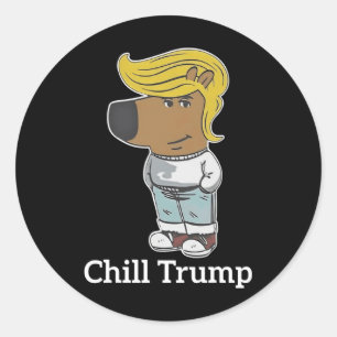 Cool Chill Guy Meme T - shirts - Trump Chill Guy M Ronde Sticker