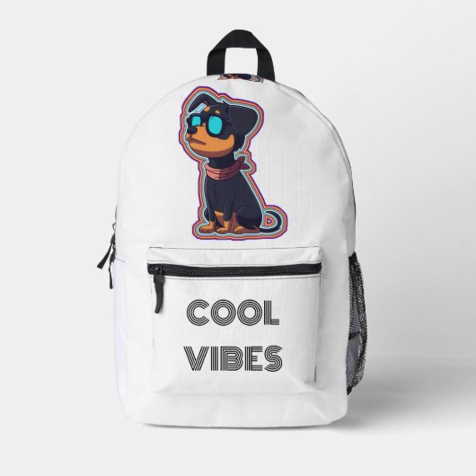 Cool chill kleurrijke levendige hond in een bril bedrukte rugzak (Voorkant)