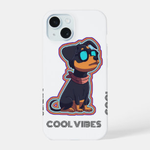 Cool chill kleurrijke levendige hond in een bril iPhone 15 case