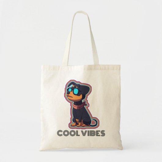 Cool chill kleurrijke levendige hond in een bril tote bag (Voorkant)