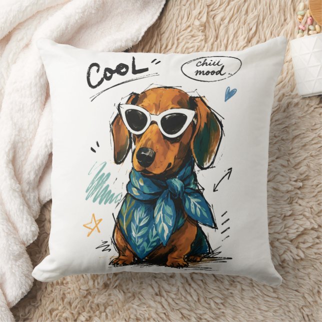 Cool Chill Mood Dachshund met zonnebril Kussen (Deken)