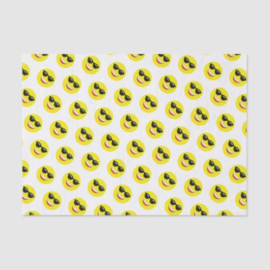 Cool Chill Zonnebril Geel Emoji Patroon Tissuepapier (Voorkant)